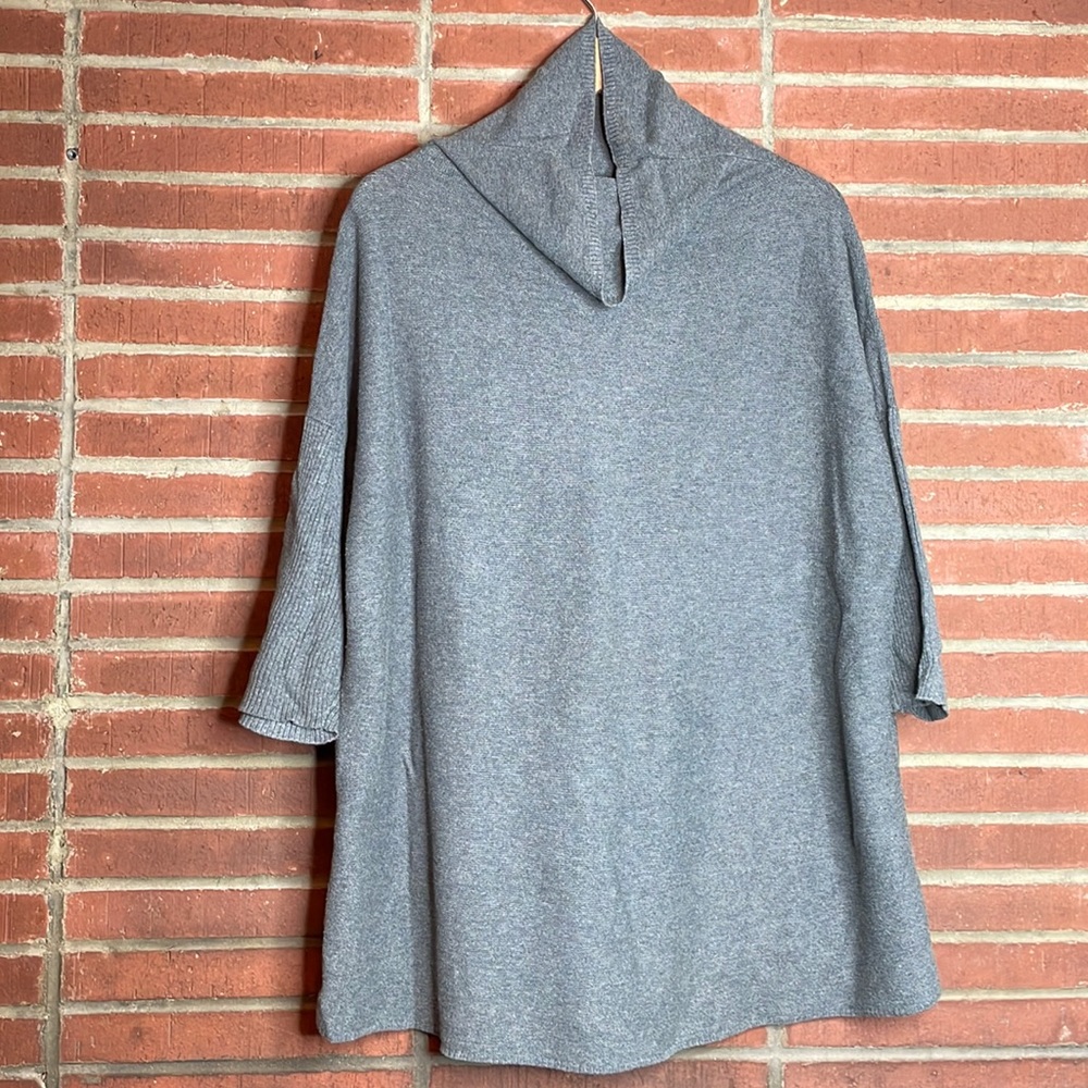 Eileen Fisher cowl neck grey loose fitting sweater - size small